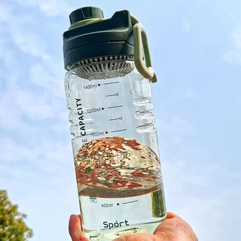 1.5 L Yüksek Sıcaklığa Dayanıklı Şeffaf plastik bardak Spor Su Şişesi Taşınabilir Seyahat uzay fincanı Spor Su Bardağı