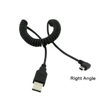 1 adet USB 2.0 A Erkek Mini USB 5 Pin Sağ Açılı 90 Derece Spiral Sarmal Kablo 5ft