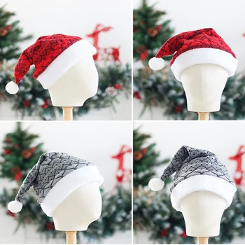 1 Adet Yüksek Kalite Peluş Örme Noel Şapka Gri Kırmızı Santa Geçit Kutlama Şapka Noel Dekor 2022 Yeni Yıl Yılbaşı Hediyeleri