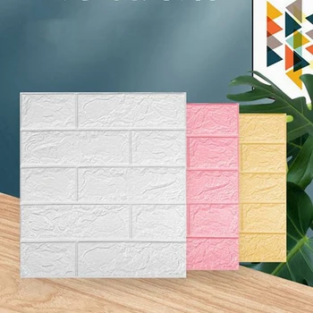 10 Adet Kendinden Yapışkanlı 3D Tuğla Sticker DIY Su Geçirmez Köpük Duvar Kağıdı Odası Mutfak Çatı Tavan Arka Plan Duvar Çıkartmaları