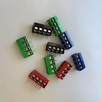 100 ADET / GRUP kf301-4p splice, vida tipi PCB aralığı 5.0 terminali, Bakır ayak / demir pin dört-renk KF301 kırmızı, yeşil, siyah, mavi