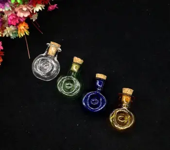 20 dört renkli cam düz mantarlı şişeler kanca olarak kullanılabilir retro cam kolye parfüm dıy kolye parfüm şişeleri