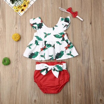2020 Sıcak Moda Yeni Noel Toddler Bebek Kız Noel Romper + Pantolon Bodysuit Çiçek Kıyafet Giyim ropa de bebe niña