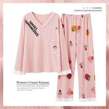2022 Yeni Artı Boyutu 5XL Sonbahar Kış Moda Pijama Yumuşak Pamuklu Kawaii Köpek Baskı Kadın Pijama Eğlence Pijama kızlar için 2