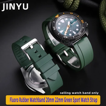 20mm 22mm Yeşil Floro Kauçuk Kordonlu Saat Spor saat kayışı Su Geçirmez silikon Seiko Rolex Omega erkek bileklik Bilezik