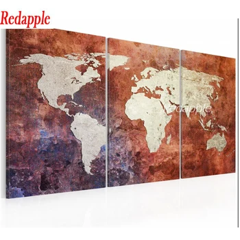 3 adet set, DIY el yapımı Elmas Nakış dünya haritası, elmas mozaik, elmas boyama çapraz dikiş Soyut Poster duvar dekor hediyeler