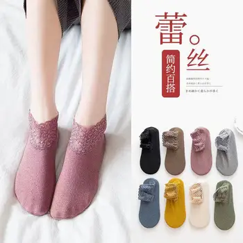 3 Pairs Kadınlar Kış Çorap Silikon kaymaz Kalınlaşmak Termal Yumuşak Yün Kaşmir Kar Botları Kadife Dantel Harajuku Sıcak Kat Çorap