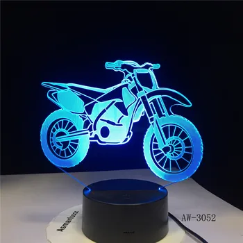 3D-3052 Motosiklet Modeli 3D Illusion Led Lamba Renkli Dokunmatik Gece Lambası Flaş Aydınlatma Karanlık Motorlu Oyuncaklar 0
