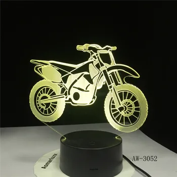 3D-3052 Motosiklet Modeli 3D Illusion Led Lamba Renkli Dokunmatik Gece Lambası Flaş Aydınlatma Karanlık Motorlu Oyuncaklar 1