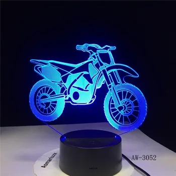 3D-3052 Motosiklet Modeli 3D Illusion Led Lamba Renkli Dokunmatik Gece Lambası Flaş Aydınlatma Karanlık Motorlu Oyuncaklar 2