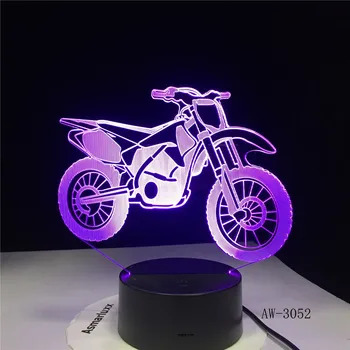 3D-3052 Motosiklet Modeli 3D Illusion Led Lamba Renkli Dokunmatik Gece Lambası Flaş Aydınlatma Karanlık Motorlu Oyuncaklar 3