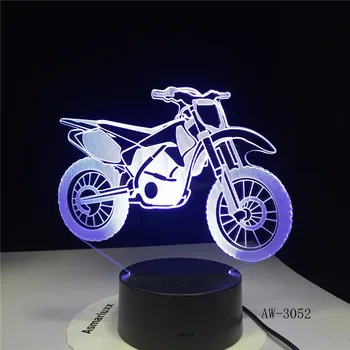 3D-3052 Motosiklet Modeli 3D Illusion Led Lamba Renkli Dokunmatik Gece Lambası Flaş Aydınlatma Karanlık Motorlu Oyuncaklar 4
