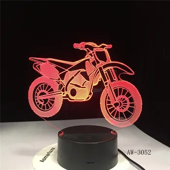 3D-3052 Motosiklet Modeli 3D Illusion Led Lamba Renkli Dokunmatik Gece Lambası Flaş Aydınlatma Karanlık Motorlu Oyuncaklar 5
