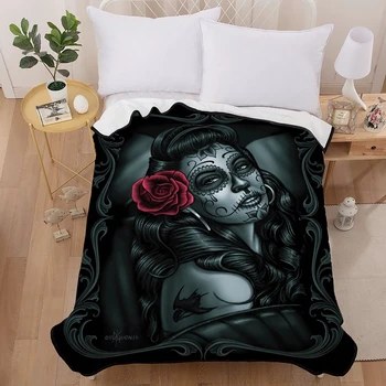 3D Güzellik gül dövme battaniye yatak örtüsü çocuk yetişkin yatak kanepe atar yumuşak