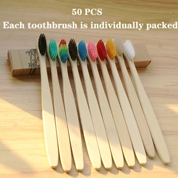 50/30/20 ADET Ayrı Ayrı Paket Her Diş Fırçası Küçük Bambu Diş Fırçası Seti Yumuşak Kıl Sıfır Atık Siyah Kömür Diş Fırçası 0