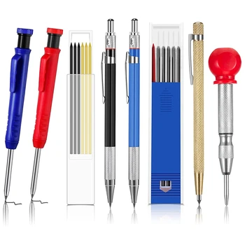 8 Adet Marangoz Scriber İşaretleme Kiti İçerir 4 Mekanik Marangoz Kalemler, Metal Karbür Scriber Cam, Seramik