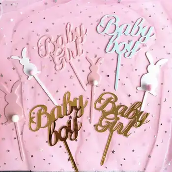 Akrilik Doğum Günü Bebek Kız Erkek Bebek Kek Toppers Bayrakları Mutlu Doğum Günü Kek Topper Düğün Gelin Parti Kek Üst Süslemeleri