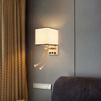 Avrupa tarzı Modern başucu led duvar lambası yatak odası oturma odası koridor moda ev kumaş USB şarj dekoratif ışık 2