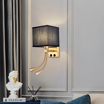 Avrupa tarzı Modern başucu led duvar lambası yatak odası oturma odası koridor moda ev kumaş USB şarj dekoratif ışık 3
