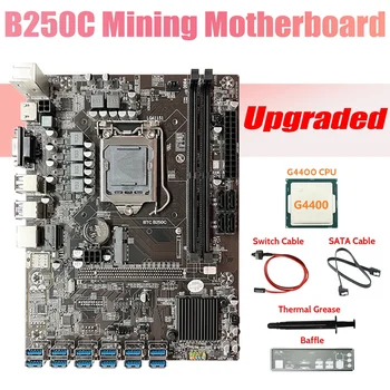 B250C ETH Madenci Anakart + G4400 CPU + Bölme + SATA Kablosu + Anahtarı Kablosu + Termal Gres 12USB3.0 GPU Yuvası LGA1151 BTC