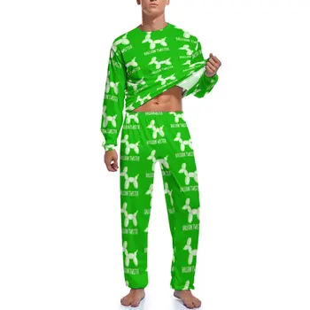 Balon Twister Yeşil Pijama Sevimli Köpekler Baskı Erkekler Uzun Kollu Serin Pijama Setleri 2 Parça Rahat Günlük Grafik Pijama Hediye Fikri 2