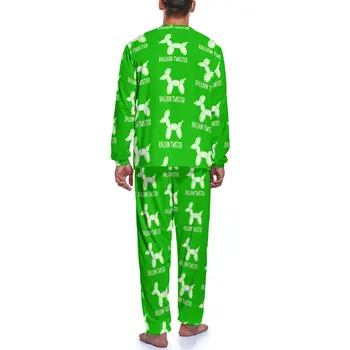 Balon Twister Yeşil Pijama Sevimli Köpekler Baskı Erkekler Uzun Kollu Serin Pijama Setleri 2 Parça Rahat Günlük Grafik Pijama Hediye Fikri 3