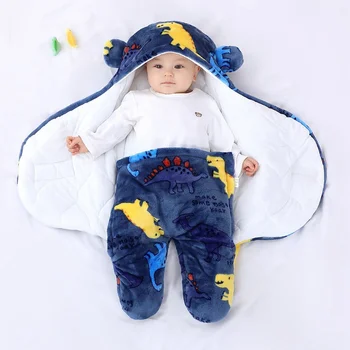 Bebek El Ayak Onesie Sarılmış uyku tulumu Bebek Kış Polar Battaniye Çantası 2022 Yeni Yenidoğan Kundak Kalın Sıcak Tulum 0-6M