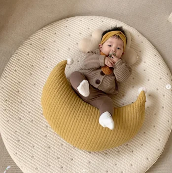 Bebek Konfor Yastık Saf Pamuk Ay Şekli Silindirik Yastıklar Beşik Tamponlar Çocuk Odası Dekor Hemşirelik Yastık