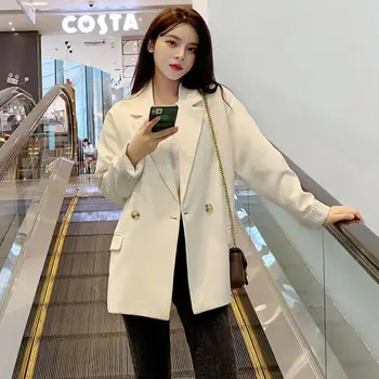 Blazer kadın Ceket Siyah Gevşek Rahat Zarif Blazers Kadın İlkbahar Ve Sonbahar Moda Katı İnce İnce Kore Tarzı Ceket U14 0