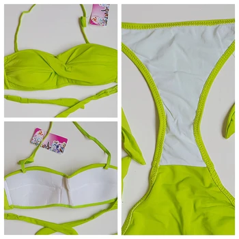 Bükülmüş Bandeau Top mayo Çıkarılabilir Boyun Halter Mayo 2020 Vintage Bandaj Sünger Push Up Bikini Drop Shipping 5