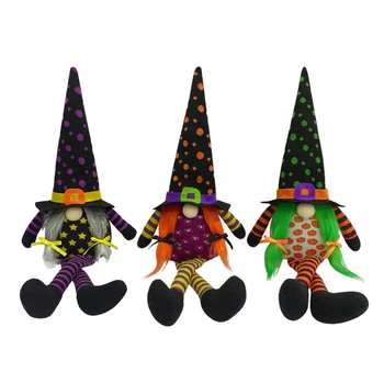 Cadılar bayramı Gnome ile led ışık Uzun Bacak El Yapımı Peluş İsveç Gnomes Oturan Tomte İskandinav Heykelcik Tatil Parti Süslemeleri