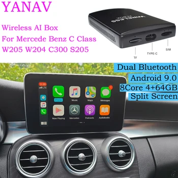 Carplay Kablosuz Aı Kutusu Android Mercedes Benz C Sınıfı İçin W205 W204 C300 S205 Android oto araba Radyo Multimedya Oynatıcı Akıllı Kutu