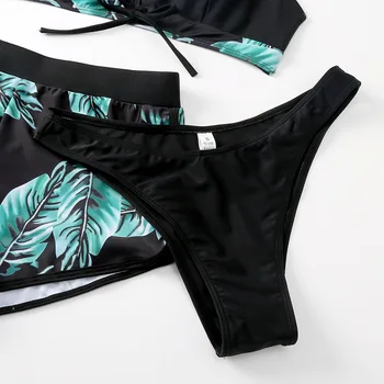 Dantel-up Bikini Estetik 3 Parça Mayo Şort Kadın Plaj Mayo Push Up Moda Halter Seksi Mayo 2022 Yaz 2