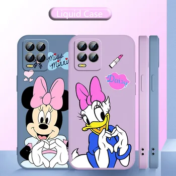 Disney Mickey Donald Ördek aşk telefon kılıfı Sıvı Halat Realme İçin Q3S GT S7 ST S2 C25Y C21Y C11 C17 Narzo 50A 50i 30 20 Geri Yumuşak 0