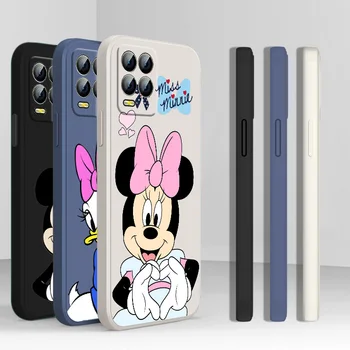 Disney Mickey Donald Ördek aşk telefon kılıfı Sıvı Halat Realme İçin Q3S GT S7 ST S2 C25Y C21Y C11 C17 Narzo 50A 50i 30 20 Geri Yumuşak 1