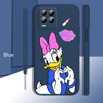 Disney Mickey Donald Ördek aşk telefon kılıfı Sıvı Halat Realme İçin Q3S GT S7 ST S2 C25Y C21Y C11 C17 Narzo 50A 50i 30 20 Geri Yumuşak 3