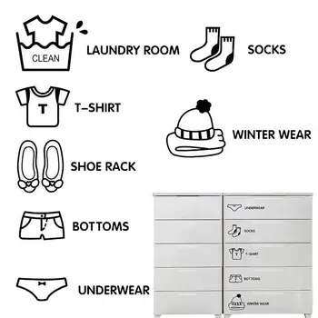 Dresser Giyim Çıkartmaları 7 adet Dolap Logosu Kostüm Etiket saklama kutusu Çıkartmalar Çıkarılabilir Giysi Sınıflandırma Etiketi 0
