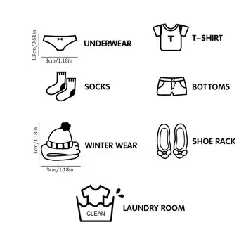 Dresser Giyim Çıkartmaları 7 adet Dolap Logosu Kostüm Etiket saklama kutusu Çıkartmalar Çıkarılabilir Giysi Sınıflandırma Etiketi 4