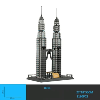 dünyaca ünlü Mimari Malezya Kuala Lumpur Şehir Merkezi Petronas İkiz Kuleler yapı taşı montaj modeli tuğla oyuncaklar