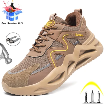 Erkekler / Kadınlar Yaz Nefes Güvenlik ayakkabıları Yansıtıcı Şerit Güvenlik iş çizmeleri Kaynak Ayakkabı Çelik Ayak İş Açık Ayakkabı