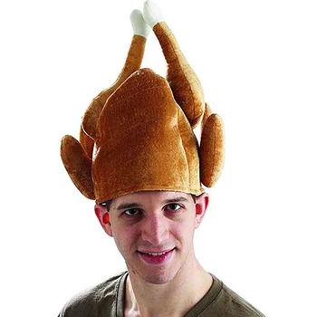 Fantezi Kavrulmuş Türkiye Şapka Şükran Şapka Skullies Peluş Kavrulmuş Türkiye Şapka Noel Yemeği Şef Kostüm Türkiye Tırıs Şapka