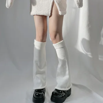 Harajuku Kadın Kızlar Boynuz şekli örgü Bacak sıcak tutan çoraplar Tatlı Lolita Düz renk Bacak Çorap Kış Kadife ayak ısıtıcıları Kazık çorap 0