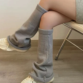 Harajuku Kadın Kızlar Boynuz şekli örgü Bacak sıcak tutan çoraplar Tatlı Lolita Düz renk Bacak Çorap Kış Kadife ayak ısıtıcıları Kazık çorap 5
