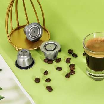 ICafilasICafilas Paslanmaz Metal İçin Yeniden Kullanılabilir Nespresso Kapsül Basın Kahve Öğütücüler Paslanmaz Sabotaj Espresso Makinesi Sepeti 1
