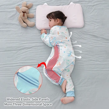 Ilkbahar Yaz Kısa Kollu Pijama Bebek uyku tulumu Çift Gazlı Bez Saf Pamuk Zip Çocuklar Nighty Bodysuit Erkek Kız için 4