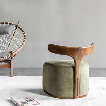 Iskandinav Modern Minimalist Yaratıcı Tasarımcı Dışkı katı ahşap Arkalığı Kumaş Sandalye Boynuz Eğlence Makyaj Oturma Odası Mobilya