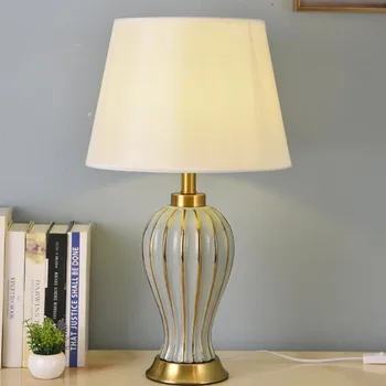 Işık Lüks Post Modern Amerikan Tarzı Seramik Masa yatak odası için lamba Başucu Lambası Avrupa Tarzı Oturma Odası Lambaları