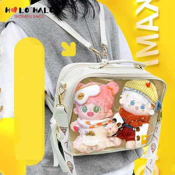Japon 20cm Bebek Ita Kadın Sırt Çantaları ve Çanta Kızlar için Cosplay Şeffaf omuzdan askili çanta JK Tatlı Lolita Rozeti Crossbody Kılıf
