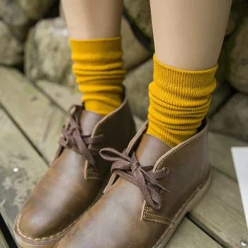 Japon Kore Lise Kız Çorap Pamuk Düz Renk Gevşek Uzun Çorap Pamuk Örgü Siyah Beyaz Kahve kadın Çorap 1