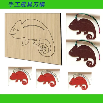 Japonya Çelik Bıçak DIY Deri El Sanatları Bukalemun anahtarlık Çanta Perçin Deliği Ahşap Kalıp Kesme El Yumruk Aracı Deri araçları 120 * 70mm 0